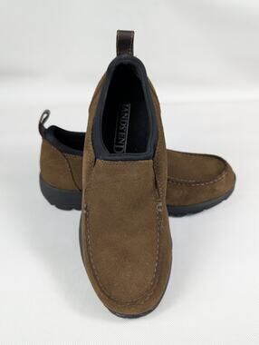 Lands End Shoes Women's Size 7 Brown Suede Leather Loafers Slip On Moc Toe 86519